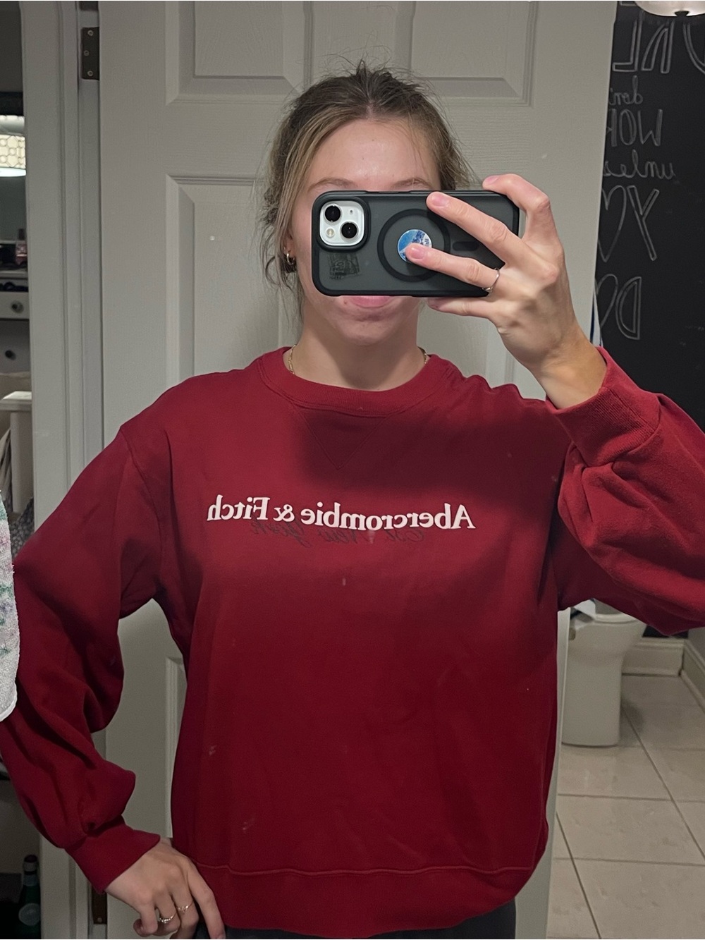 Abercrombie & Fitch Deep Red Logo Sweatshirt